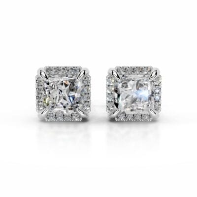ophelia princess brilliant halo stud earrings lab grown diamond earrings