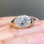 oval lab diamond signet ring bezel set minimal luxury ring