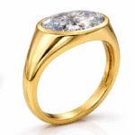 oval lab diamond signet ring bezel set minimal luxury ring