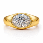 oval lab diamond signet ring bezel set minimal luxury ring