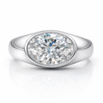 oval lab diamond signet ring bezel set minimal luxury ring