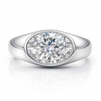 oval lab diamond signet ring bezel set minimal luxury ring