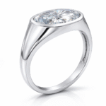 oval lab diamond signet ring bezel set minimal luxury ring