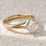 princess cut lab diamond ring – minimal y shank split band design