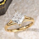 princess cut lab diamond ring – minimal y shank split band design