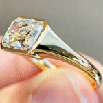 radiant cut lab diamond signet ring bezel set statement ring for men