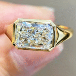 radiant cut lab diamond signet ring bezel set statement ring for men