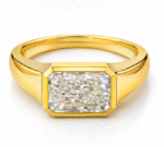 radiant cut lab diamond signet ring bezel set statement ring for men