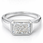 radiant cut lab diamond signet ring bezel set statement ring for men