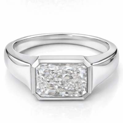 radiant cut lab diamond signet ring bezel set statement ring for men