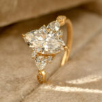 romantic multi stone cluster design marquise cut lab diamond engagement ring