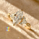 romantic multi stone cluster design marquise cut lab diamond engagement ring