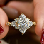 romantic multi stone cluster design marquise cut lab diamond engagement ring