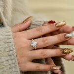 romantic multi stone cluster design marquise cut lab diamond engagement ring