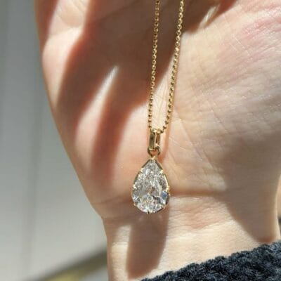 true halo diamond necklace round lab grown diamond (复制) rose gold