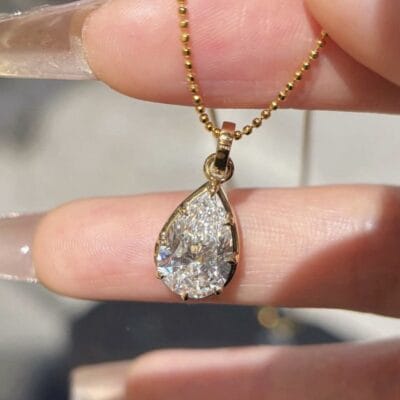 true halo diamond necklace round lab grown diamond (复制) rose gold