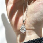 true halo diamond necklace round lab grown diamond (复制) rose gold