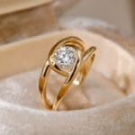 spiral double band lab diamond ring sculptural gold wrap ring in 14k / 18k gold