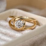 spiral double band lab diamond ring sculptural gold wrap ring in 14k / 18k gold