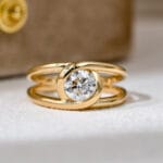 spiral double band lab diamond ring sculptural gold wrap ring in 14k / 18k gold