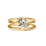 spiral double band lab diamond ring sculptural gold wrap ring in 14k / 18k gold