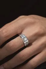 statement platinum men’s ring with lab grown diamond – multi detail luxury band (11)