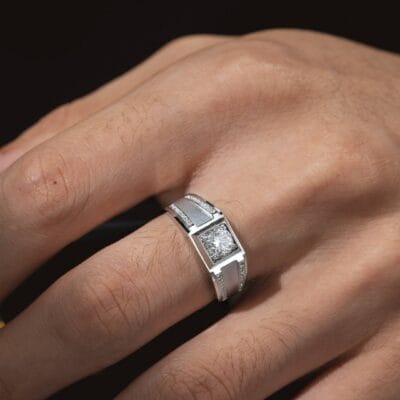 statement platinum men’s ring with lab grown diamond – multi detail luxury band (11)