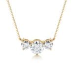 susan lab grown diamond pendant round shape 3 stones style necklace