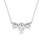 susan lab grown diamond pendant round shape 3 stones style necklace