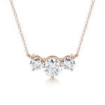 susan lab grown diamond pendant round shape 3 stones style necklace