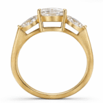 three pear lab diamond ring – brushed gold three stone elegant design 2