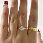 vintage castle bezel lab diamond ring antique european engraved ring in 14k / 18k gold