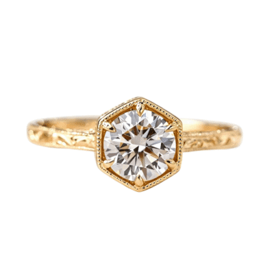 vintage castle bezel lab diamond ring (1)
