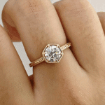 vintage castle bezel lab diamond ring antique european engraved ring in 14k / 18k gold