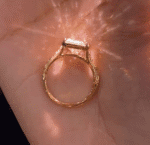 vintage floral engraved radiant cut lab diamond ring in 14k / 18k gold