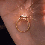 vintage floral engraved radiant cut lab diamond ring in 14k / 18k gold