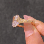 vintage floral engraved radiant cut lab diamond ring in 14k / 18k gold