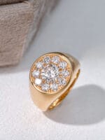 vintage halo signet diamond ring unisex old money lab grown diamond statement ring