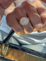 vintage halo signet diamond ring unisex old money lab grown diamond statement ring