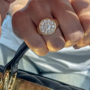 vintage halo signet diamond ring unisex old money lab grown diamond statement ring