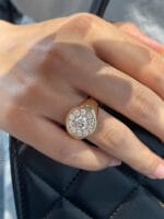 vintage halo signet diamond ring unisex old money lab grown diamond statement ring