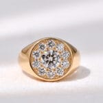 vintage halo signet diamond ring unisex old money lab grown diamond statement ring