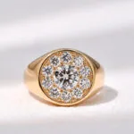 vintage halo signet diamond ring unisex old money lab grown diamond statement ring