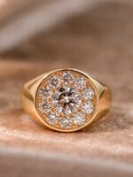 vintage halo signet diamond ring unisex old money lab grown diamond statement ring