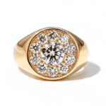 vintage halo signet diamond ring unisex old money lab grown diamond statement ring