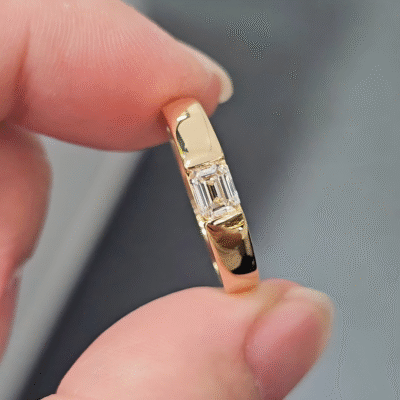 architect unisex minimalist emerald cut lab grown diamond band ring