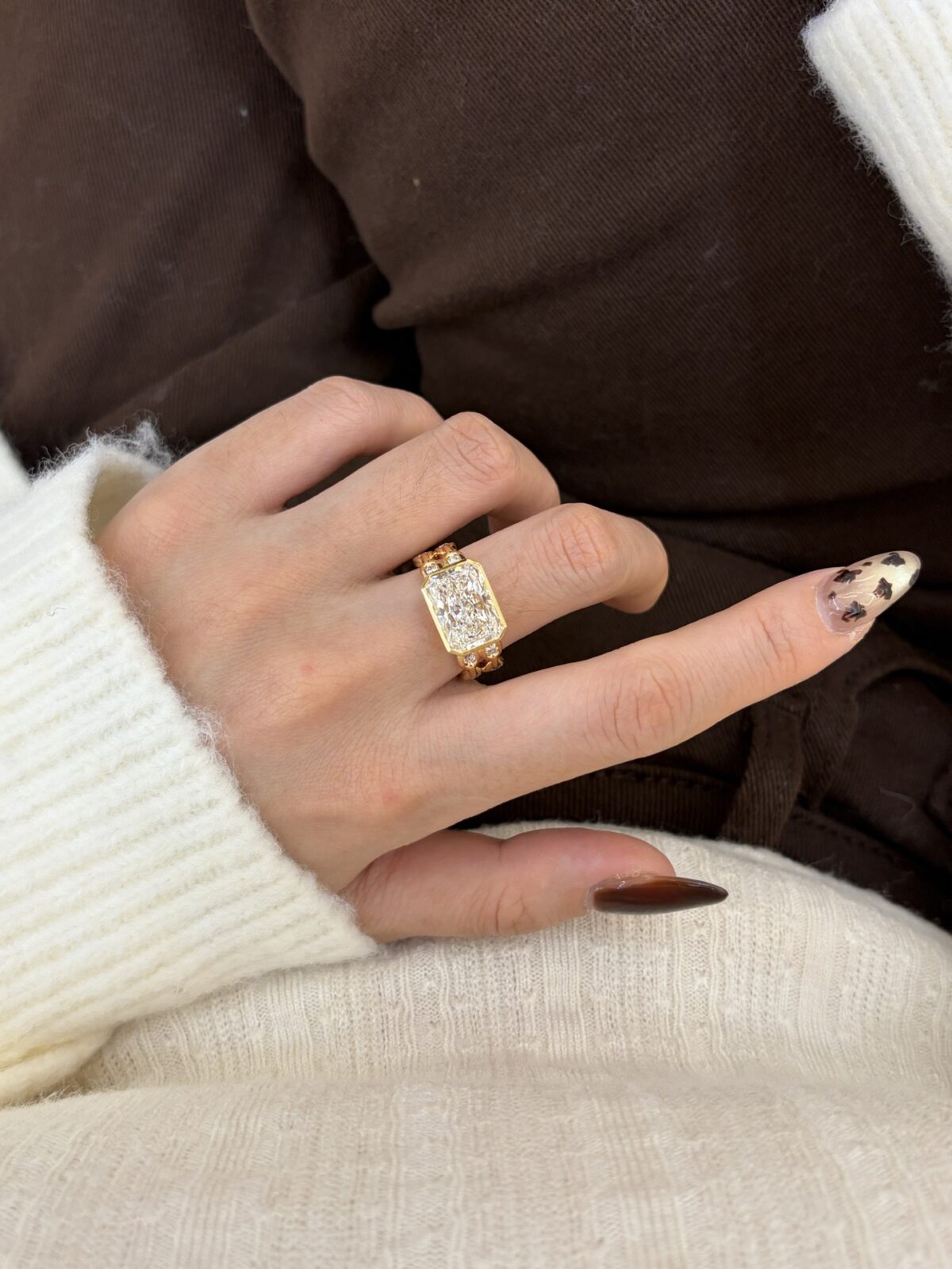 athena radiant cut lab diamond double chain ring