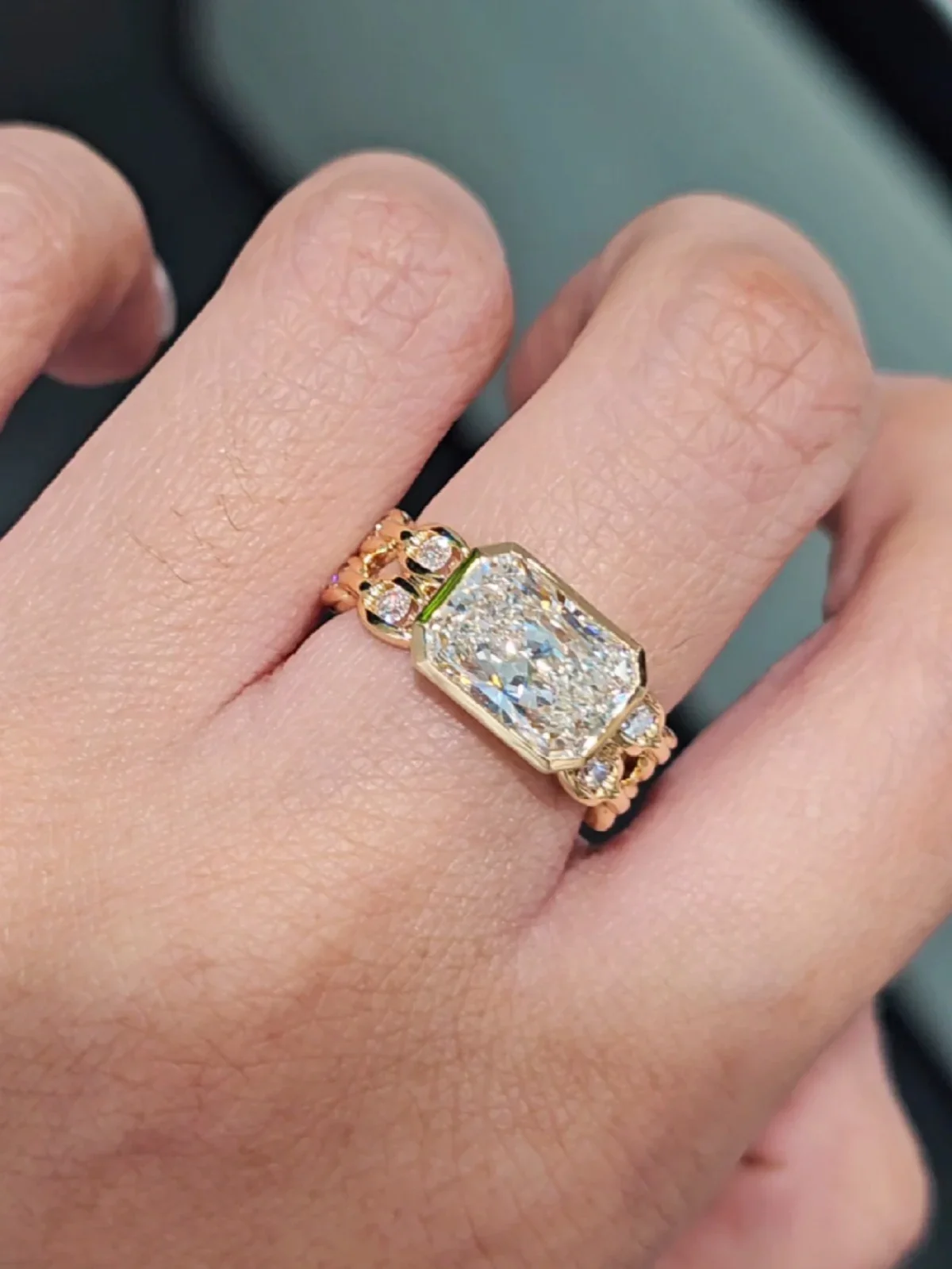 athena radiant cut lab diamond double chain ring