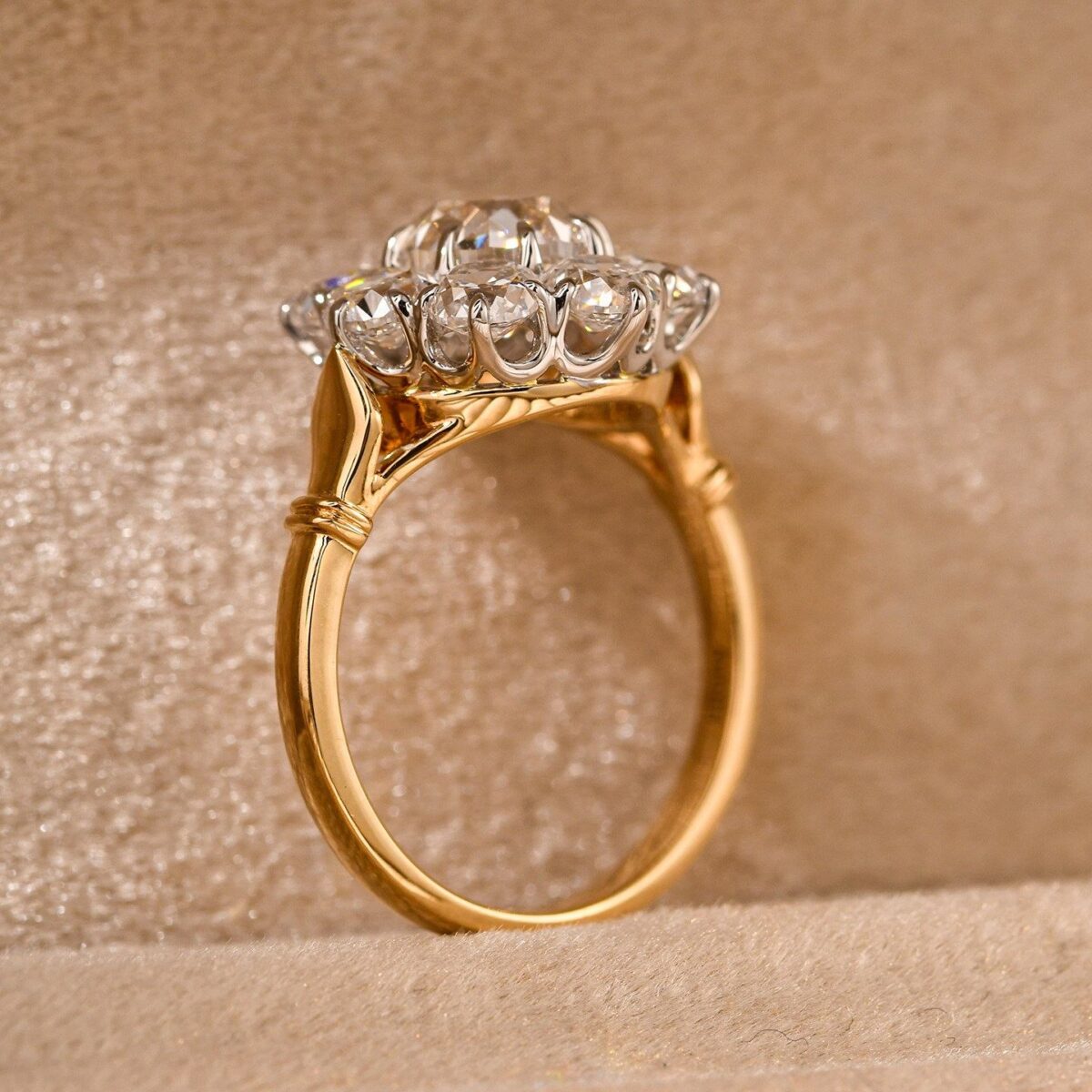 vintage european royal style marquise lab diamond engagement ring – filigree ring in 14k / 18k gold (复制)