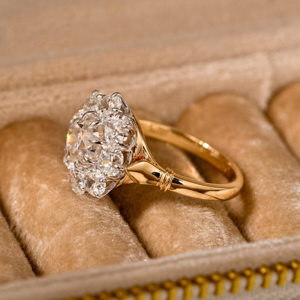 vintage european royal style marquise lab diamond engagement ring – filigree ring in 14k / 18k gold (复制)